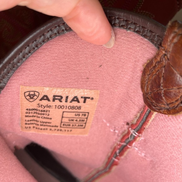 Ariat Women’s Pink and Brown Leather Cowboy Boots - Picture 5 of 6